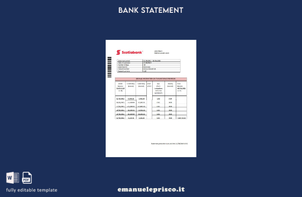 modello verbale di prova dell'indirizzo di Hong Kong Scotiabank in stile verific